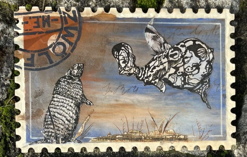 Original: Briefmarke "Der Traum des Gürteltiers"